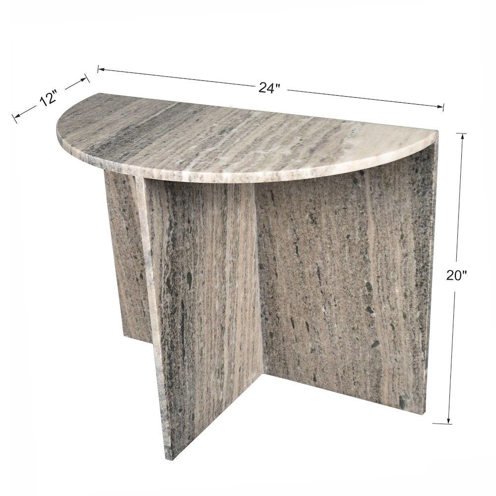 Patrice 20" Modern Half Moon Genuine Marble End Table