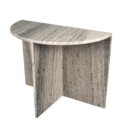 Patrice 20" Modern Half Moon Genuine Marble End Table