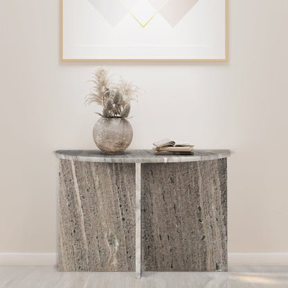 Patrice 20" Modern Half Moon Genuine Marble End Table