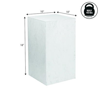 Felix Solid Marble Square Plinth Block Pedestal End Table, White