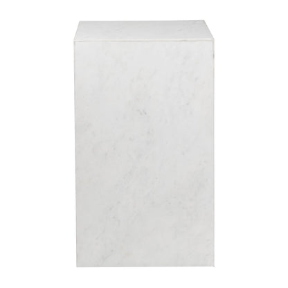 Felix Solid Marble Square Plinth Block Pedestal End Table, White
