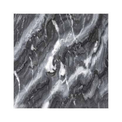 Felix Solid Marble Square Plinth Block Pedestal End Table, Black/Gray