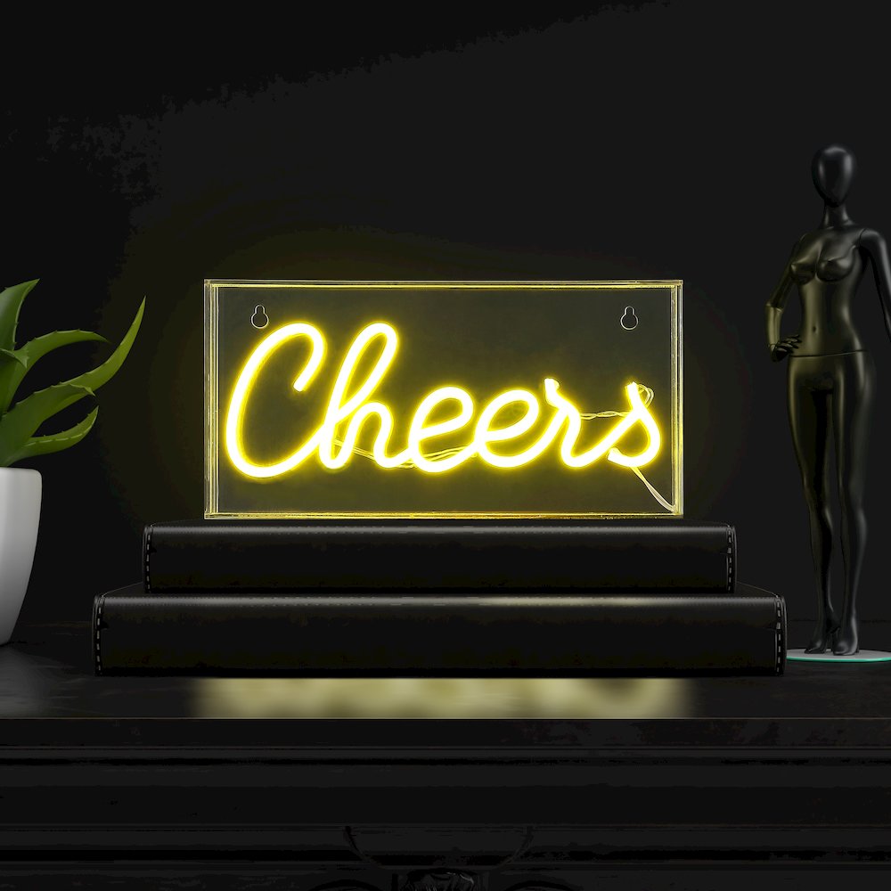Cheers Contemporary Glam Acrylic Box Usb Operated Led Neon Light