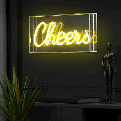 Cheers Contemporary Glam Acrylic Box Usb Operated Led Neon Light