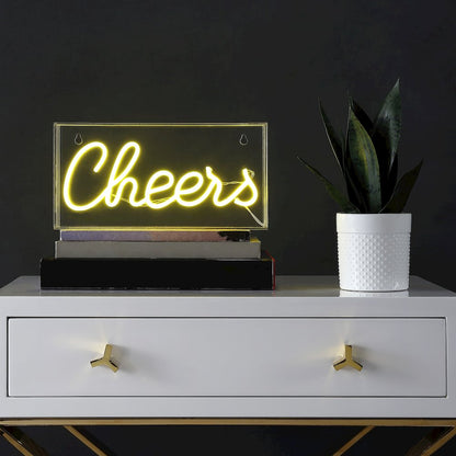 Cheers Contemporary Glam Acrylic Box Usb Operated Led Neon Light