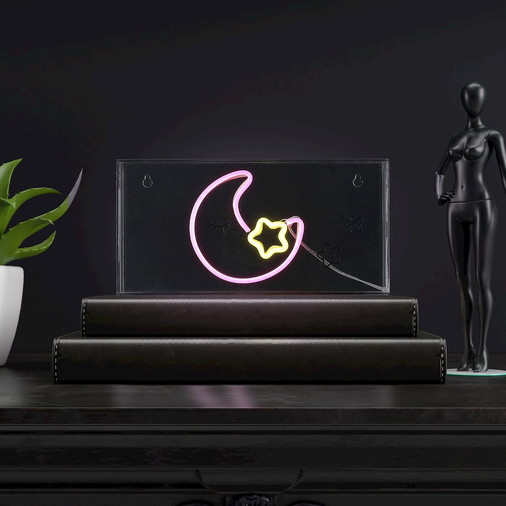 Moon Contemporary Glam Acrylic Box Usb Operated Led Neon Light