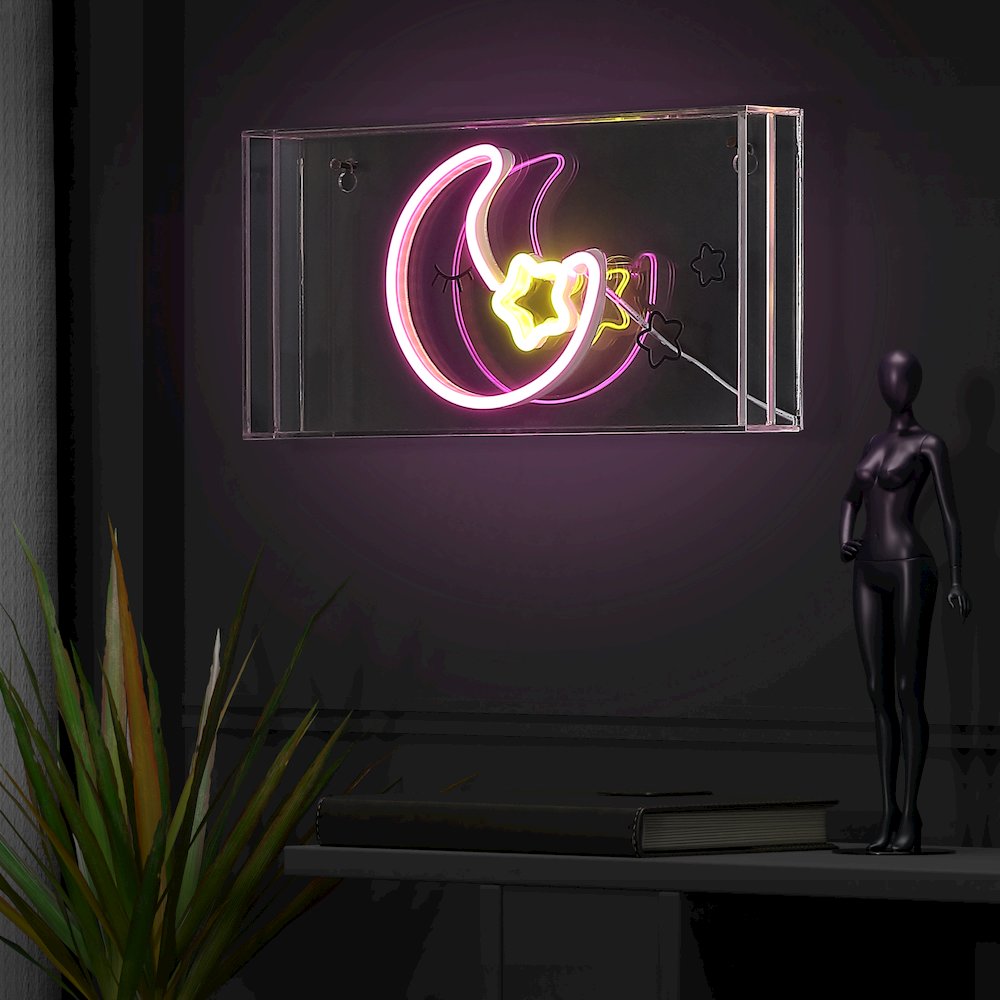Moon Contemporary Glam Acrylic Box Usb Operated Led Neon Light