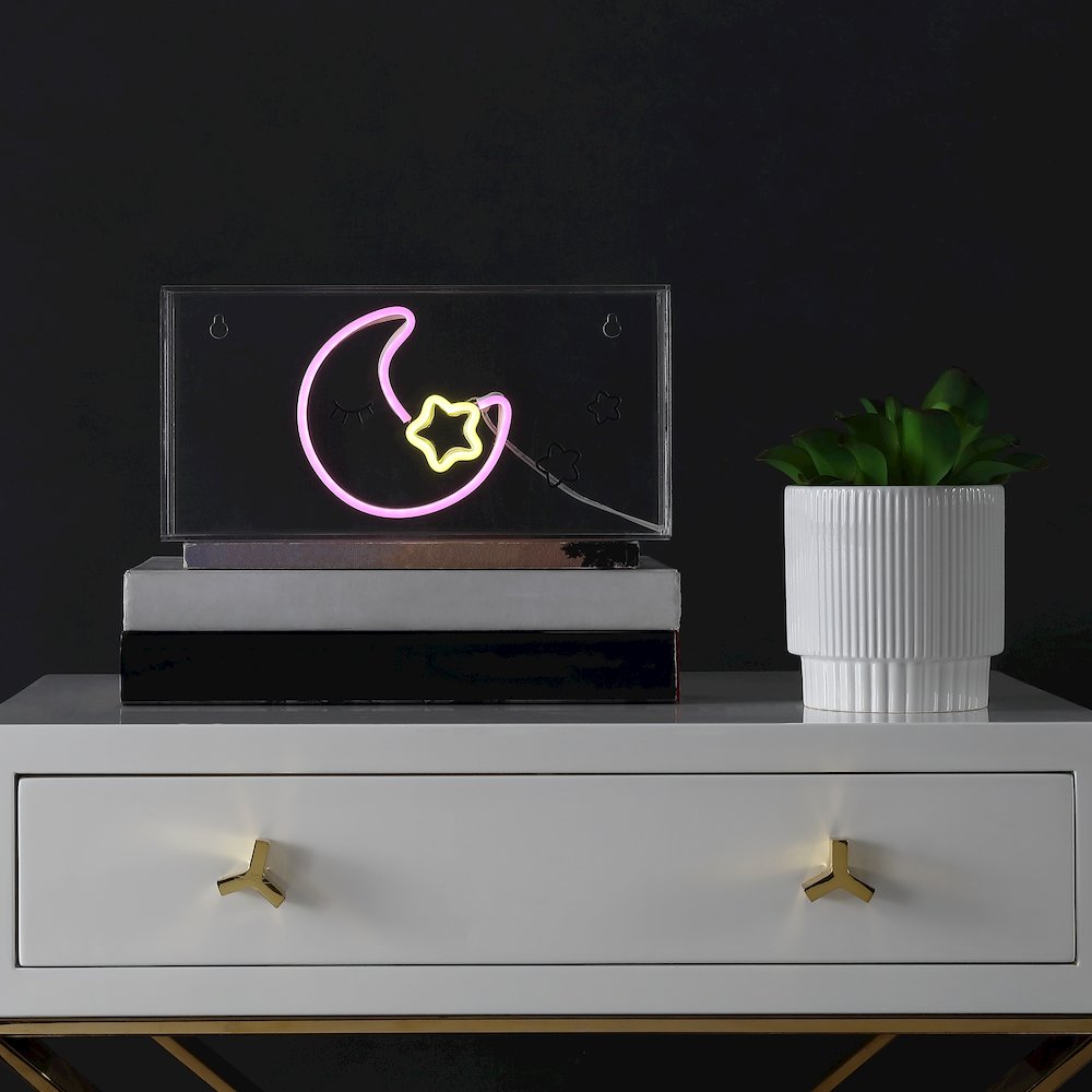 Moon Contemporary Glam Acrylic Box Usb Operated Led Neon Light
