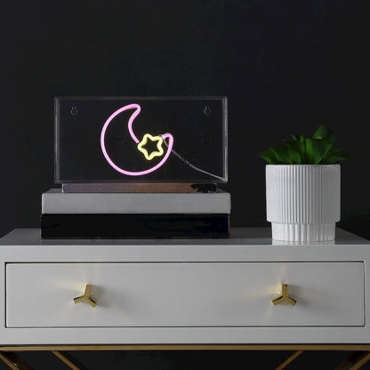 Moon Contemporary Glam Acrylic Box Usb Operated Led Neon Light