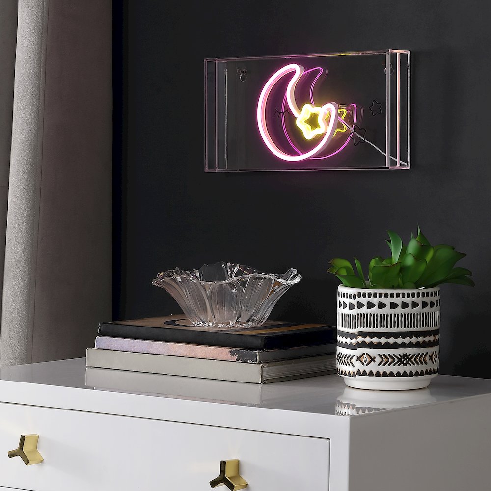 Moon Contemporary Glam Acrylic Box Usb Operated Led Neon Light