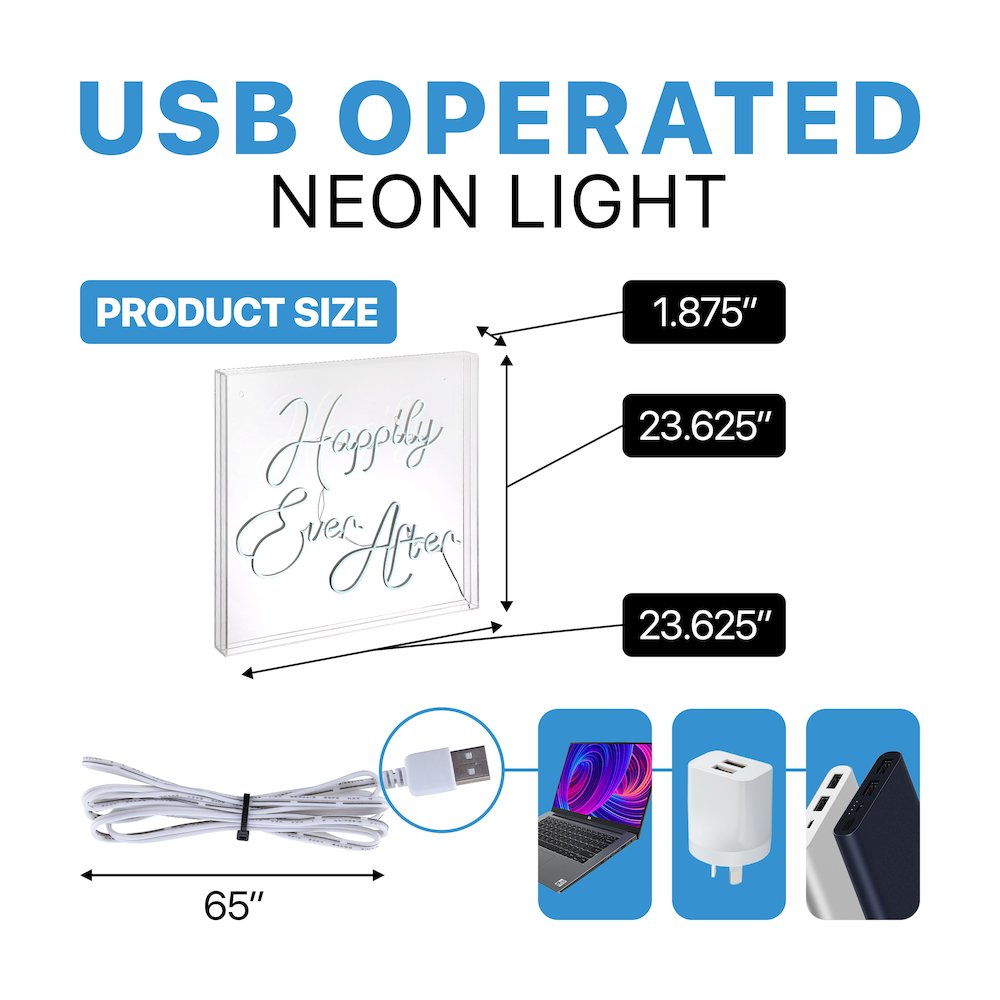Glam Acrylic Box Usb Operated Led Neon Light