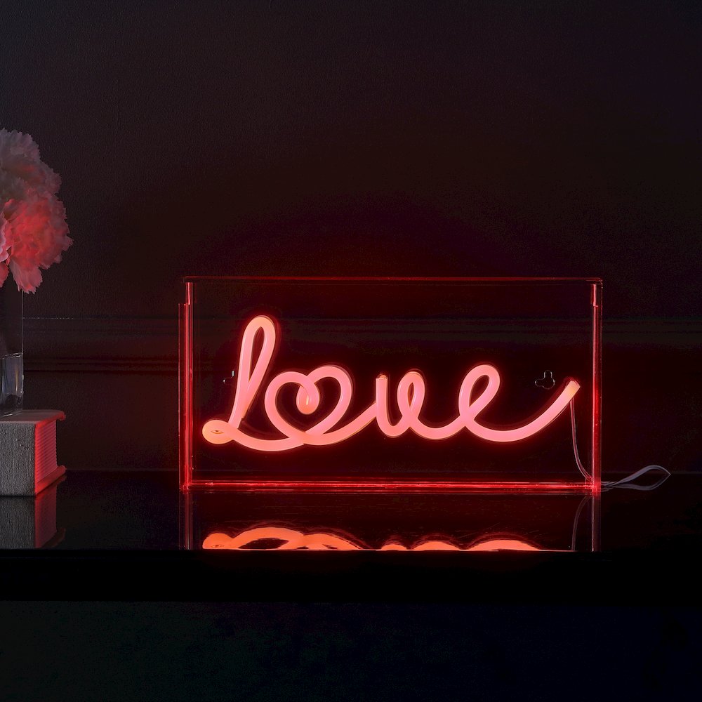 Love Contemporary Glam Acrylic Box Usb Operated Led Neon Light