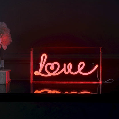 Love Contemporary Glam Acrylic Box Usb Operated Led Neon Light