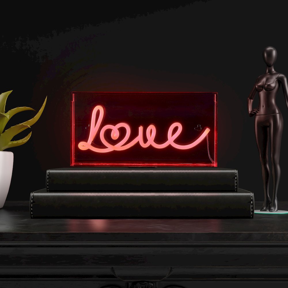 Love Contemporary Glam Acrylic Box Usb Operated Led Neon Light