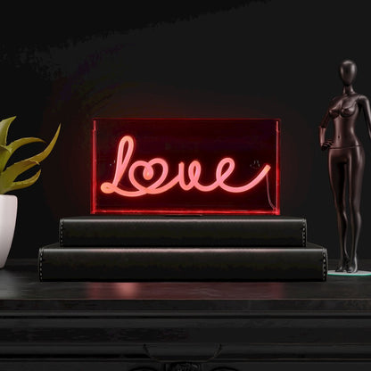 Love Contemporary Glam Acrylic Box Usb Operated Led Neon Light