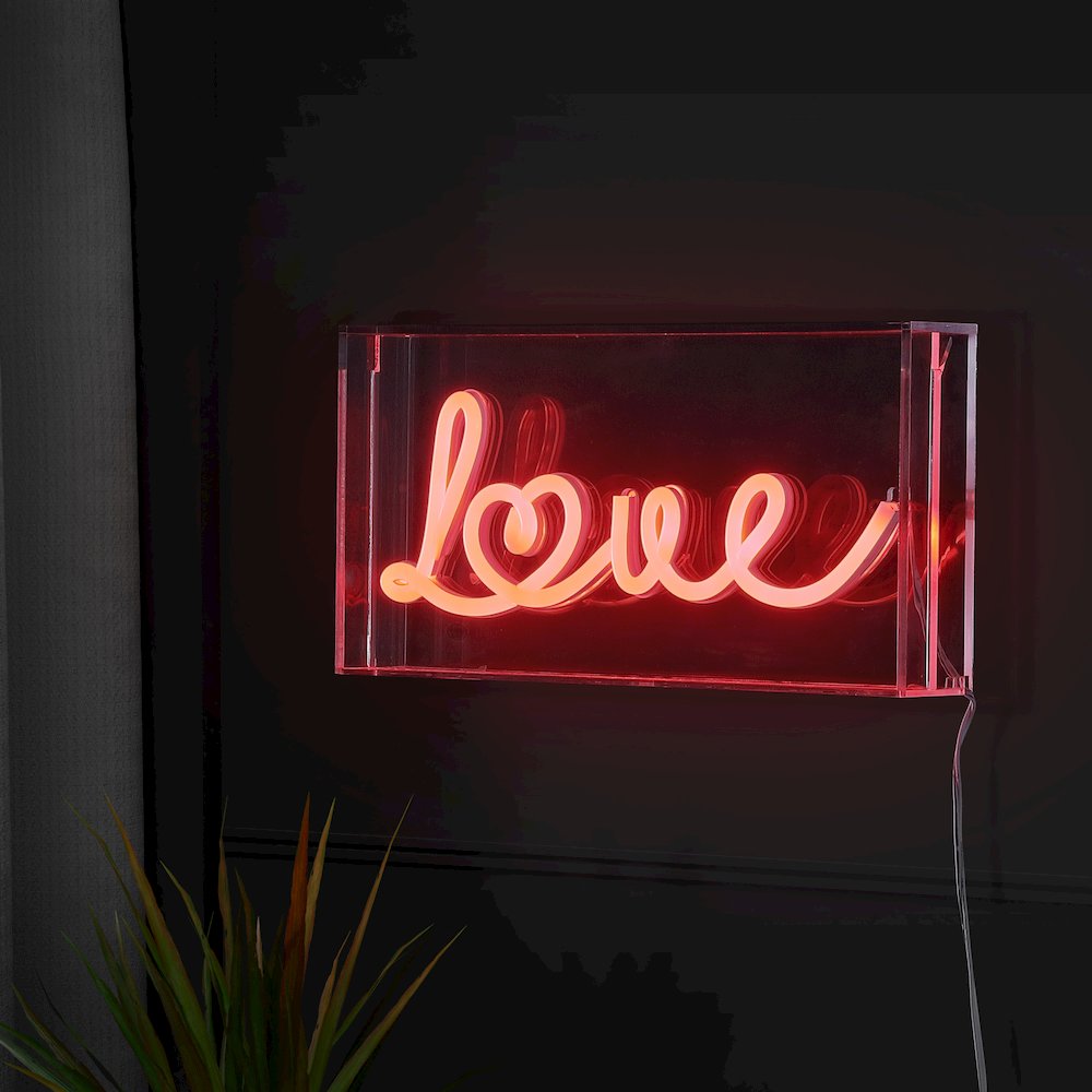 Love Contemporary Glam Acrylic Box Usb Operated Led Neon Light