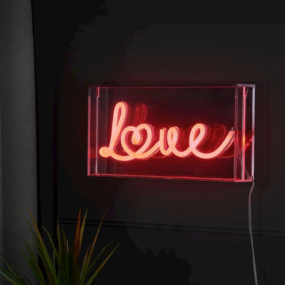 Love Contemporary Glam Acrylic Box Usb Operated Led Neon Light