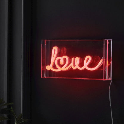Love Contemporary Glam Acrylic Box Usb Operated Led Neon Light