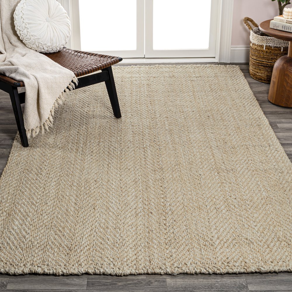 Espina Hand Woven Herringbone Chunky Jute Area Rug