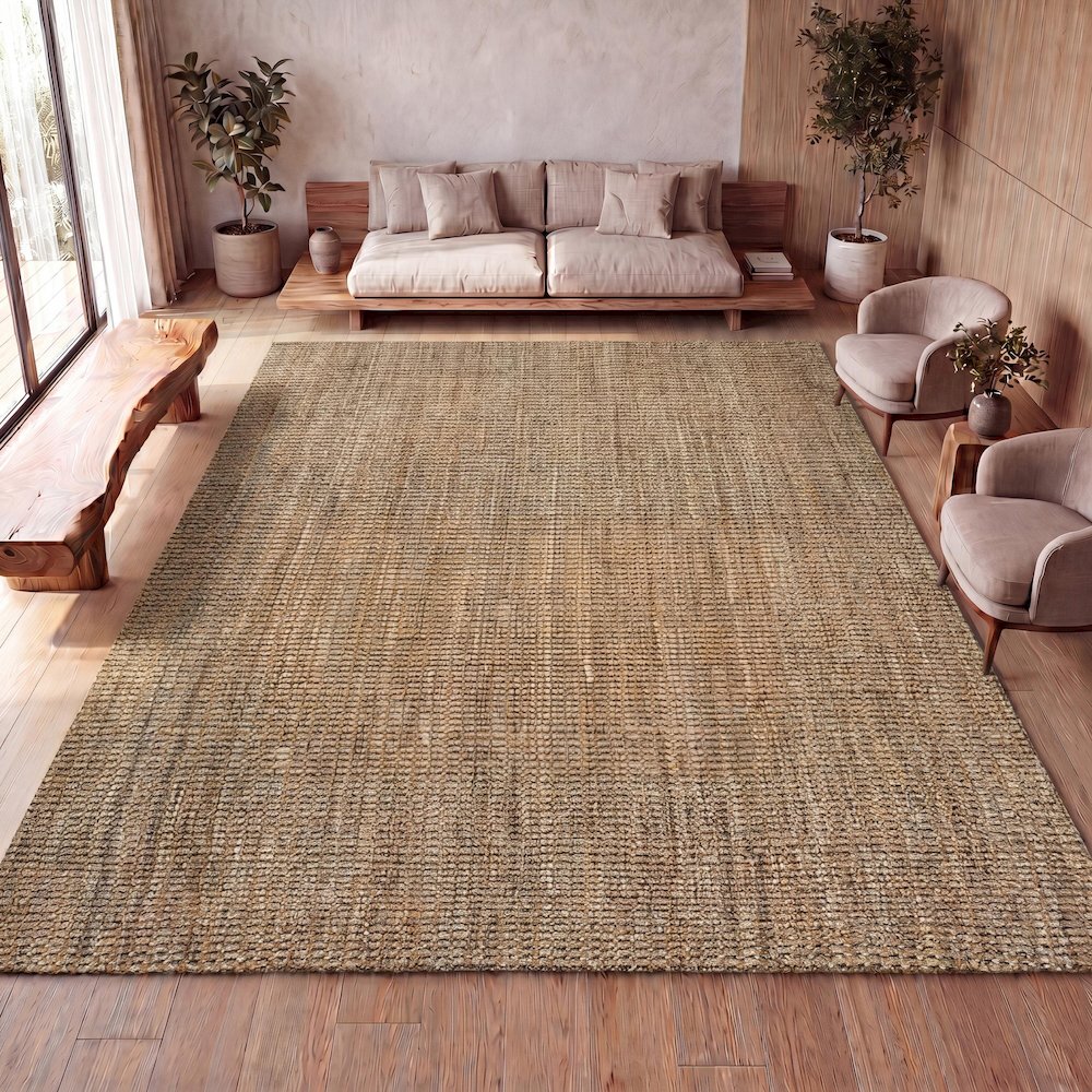 Biot Traditional Rustic Handwoven Jute Area Rug
