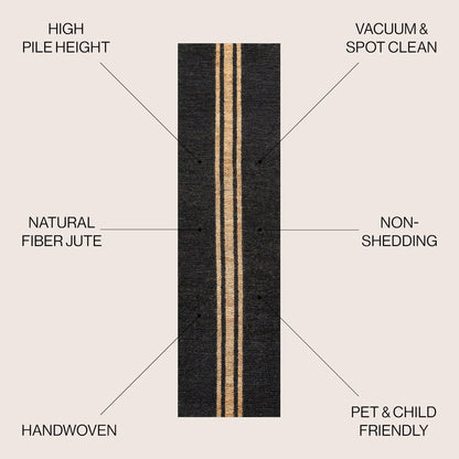 Olivier Rustic Farmhouse Wide Ticking Stripe Jute Runner Rug