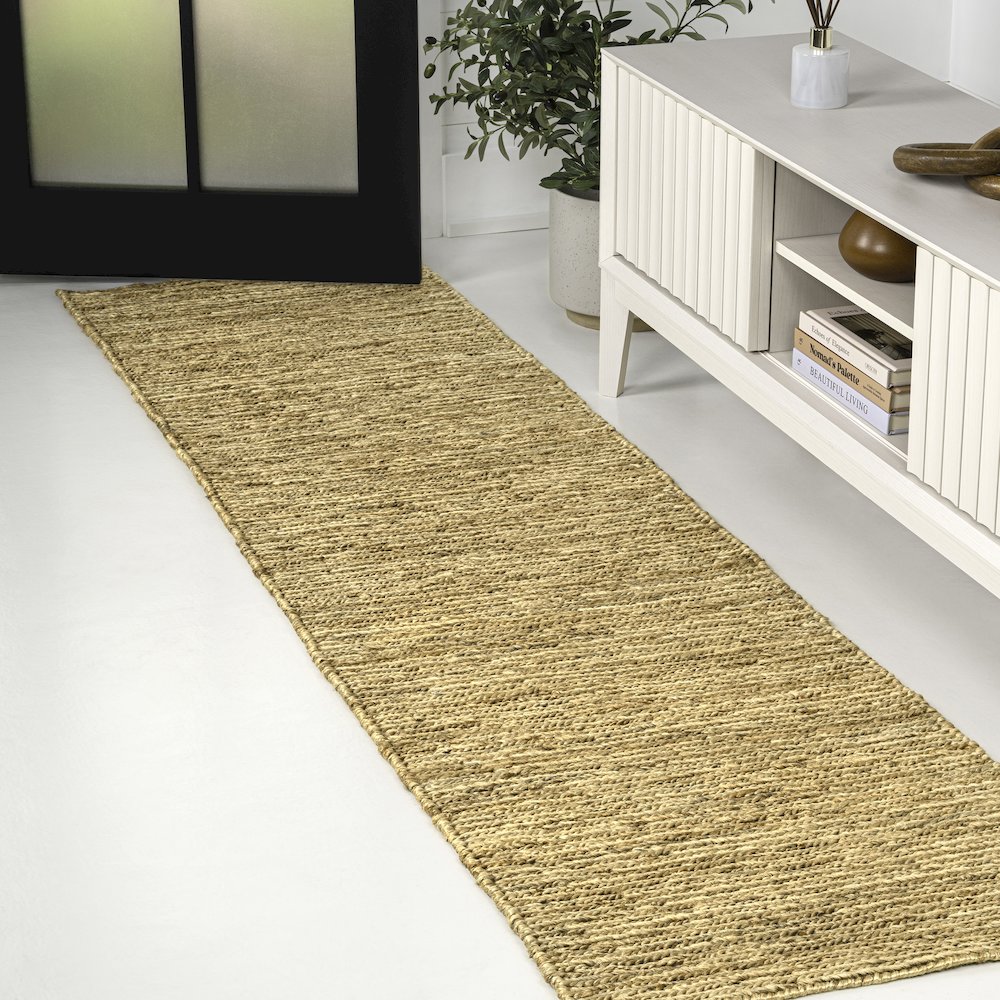 Griffin Rustic Farmhouse Woven Jute Solid Natural 2 ft. x 8 ft. Runner Rug