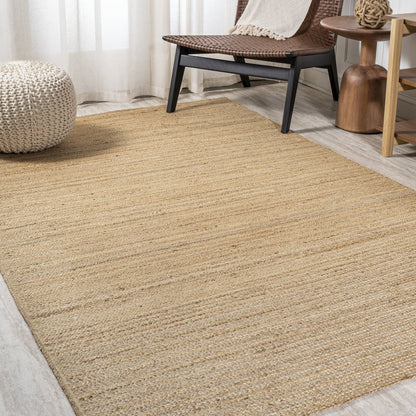 Griffin Rustic Farmhouse Woven Jute Solid Natural 3 ft. x 5 ft. Area Rug