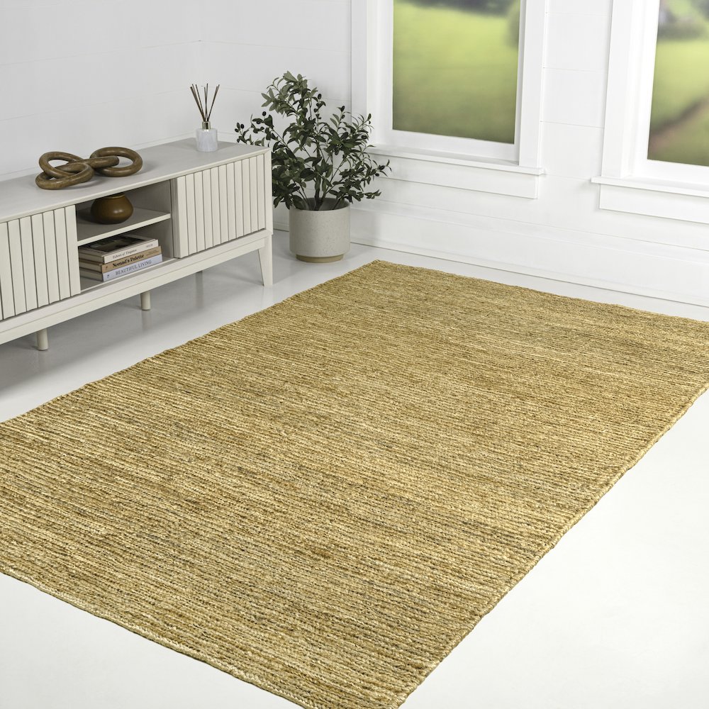 Griffin Rustic Farmhouse Woven Jute Solid Natural 3 ft. x 5 ft. Area Rug