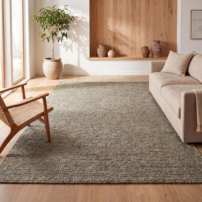 Griffin Rustic Farmhouse Woven Jute Solid Gray 5 ft. x 8 ft. Area Rug
