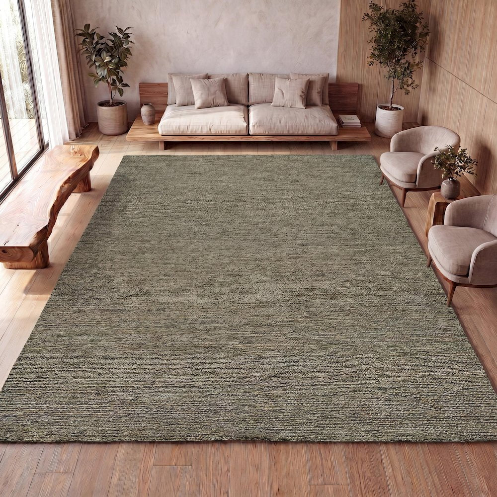 Griffin Rustic Farmhouse Woven Jute Solid Gray 5 ft. x 8 ft. Area Rug