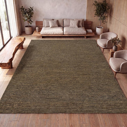 Griffin Rustic Farmhouse Woven Jute Solid Brown 5 ft. x 8 ft. Area Rug