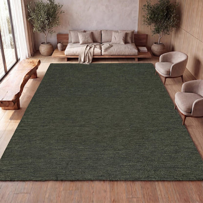 Griffin Rustic Farmhouse Woven Jute Solid Green 5 ft. x 8 ft. Area Rug