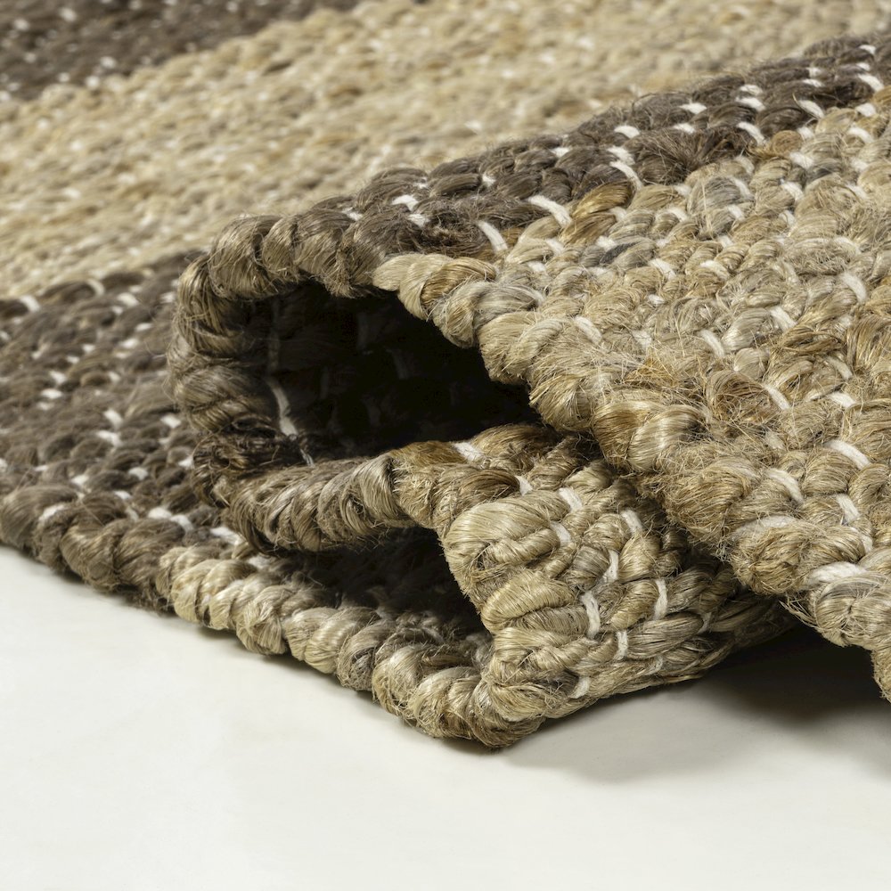 Jayden Farmhouse Woven Jute Stripe Natural/Brown 2 ft. x 10 ft. Runner Rug