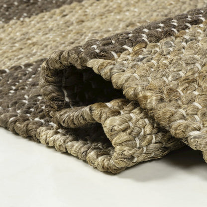 Jayden Farmhouse Woven Jute Stripe Natural/Brown 2 ft. x 10 ft. Runner Rug