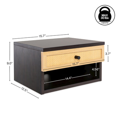 Celerie 15.7" Bohemian Wall Mounted Floating Nightstand