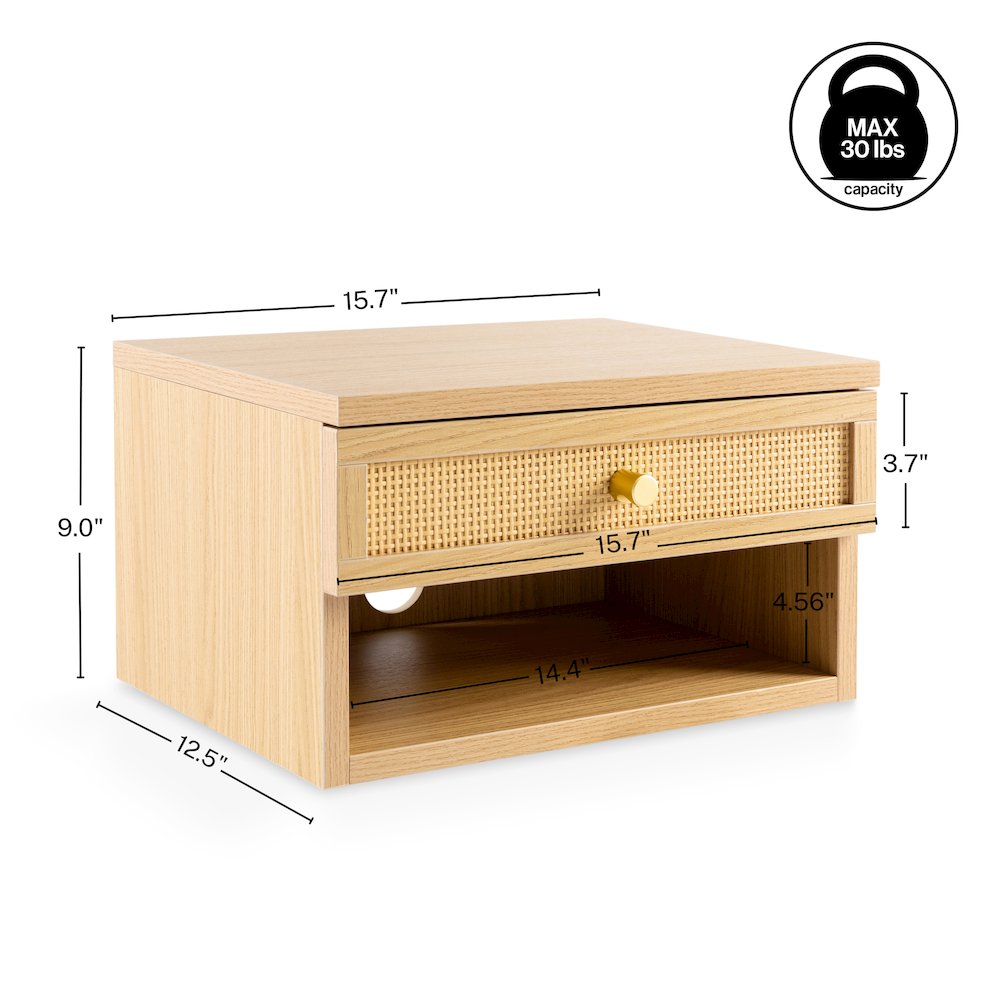 Celerie 15.7" Bohemian Wall Mounted Floating Nightstand