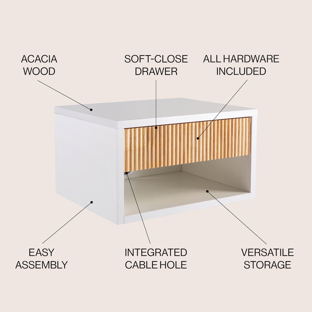 Elise 15.7" Modern Floating Wall Mounted Nightstand