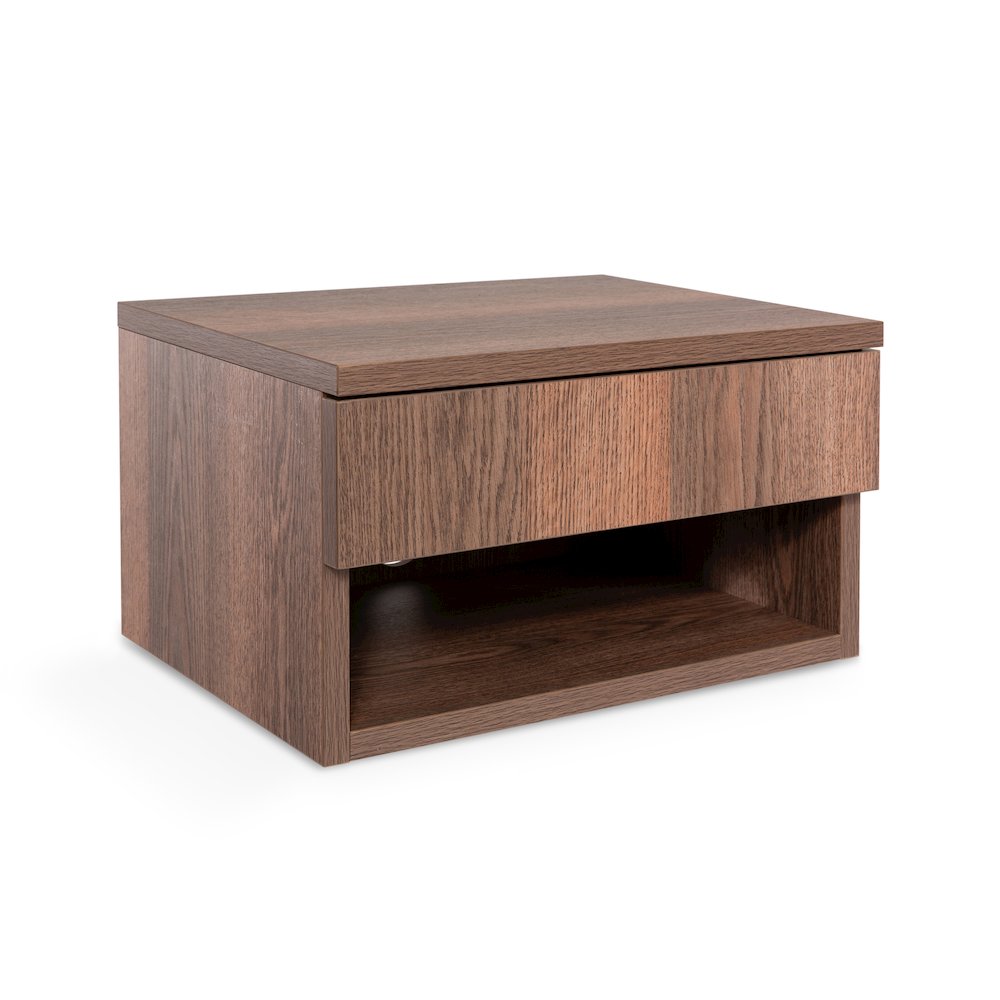 Ettore 15.7" Modern Matte Dark Brown Floating Nightstand