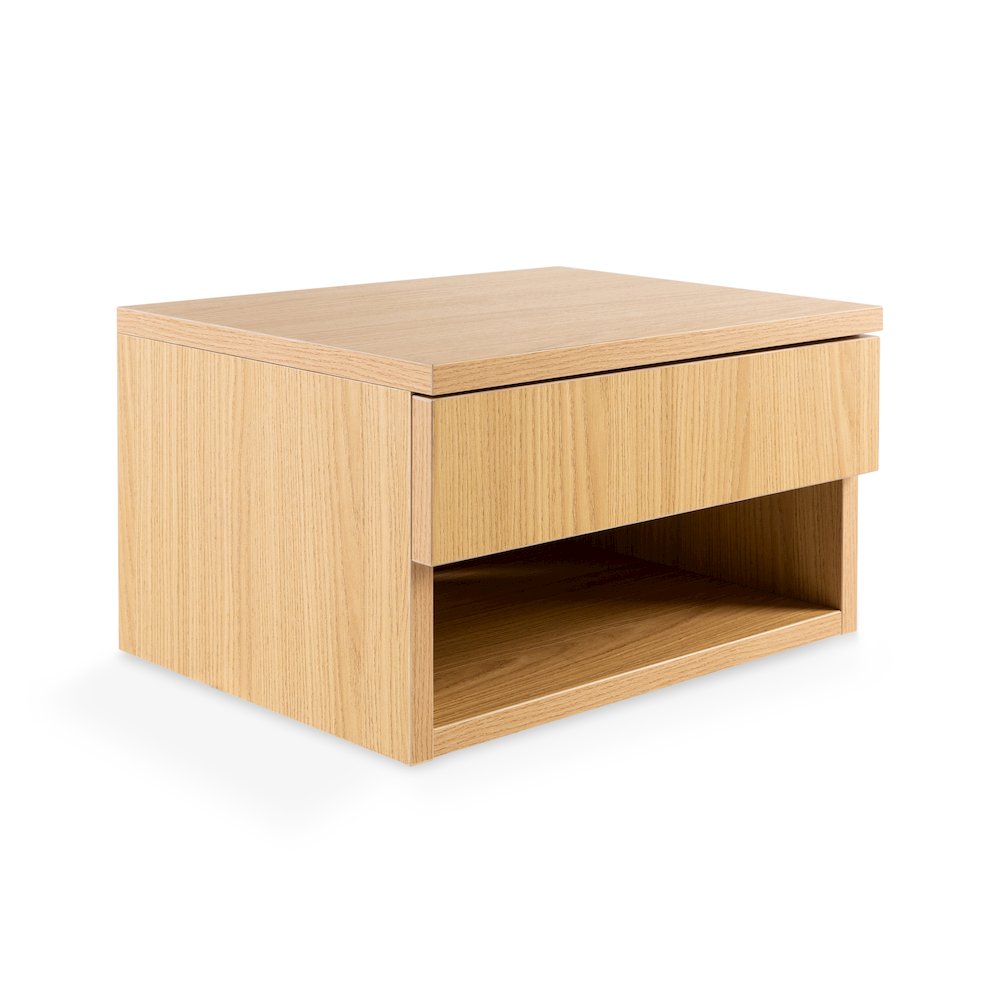 Ettore 15.7" Modern Matte Light Oak Floating Nightstand