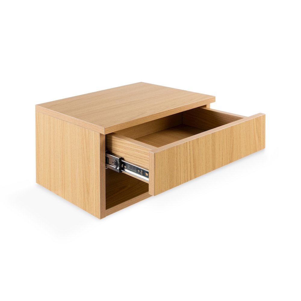 Ettore 15.7" Modern Matte Light Oak Floating Nightstand
