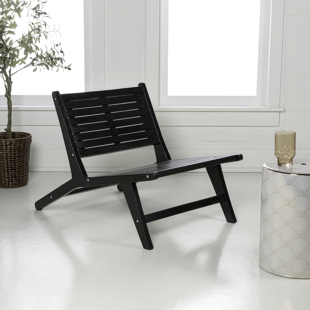 Leo Modern Solid Indonesian Teak Wood Armless Outdoor Lounge Chair