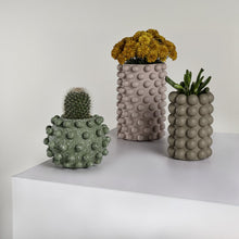 Maren Concrete Bubble Cylinder & Round Planter Set, Matte Muted Earth (Set of 3)