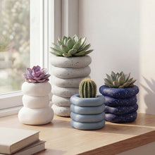 Hollis Modern Concrete Stacked Ring Planter Set, Matte Cool Tone (Set of 4)