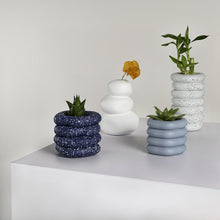 Hollis Modern Concrete Stacked Ring Planter Set, Matte Cool Tone (Set of 4)