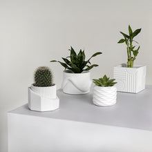 Romy Modern Minimalist Concrete Geometric Planter Set, Matte White (Set of 4)