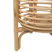 Zachariah 33.5" Bohemian Minimalist 2-Tier Rattan Indoor Planter Stand, Natural