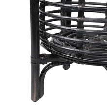 Zachariah 33.5" Bohemian Minimalist 2-Tier Rattan Indoor Planter Stand, Black