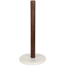 Avery Wood with Non Slip Weighted Marble Base Paper Towel Holder, White/Natural