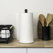 Avery Metal with Non Slip Weighted Marble Base Paper Towel Holder, White/Black