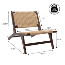 Parker Bohemian Armless Woven Yarn and Solid Indonesian Teak Wood Accent Lounge